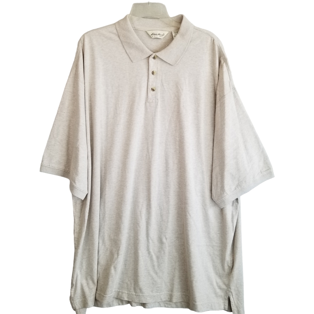 Eddie Bauer Polo Shirt Men's Size 3XL Short Sleeve Solid Tan Casual Cotton